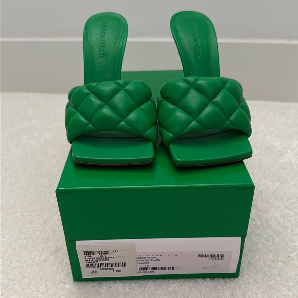 Bottega Veneta Green Quilted Mules
